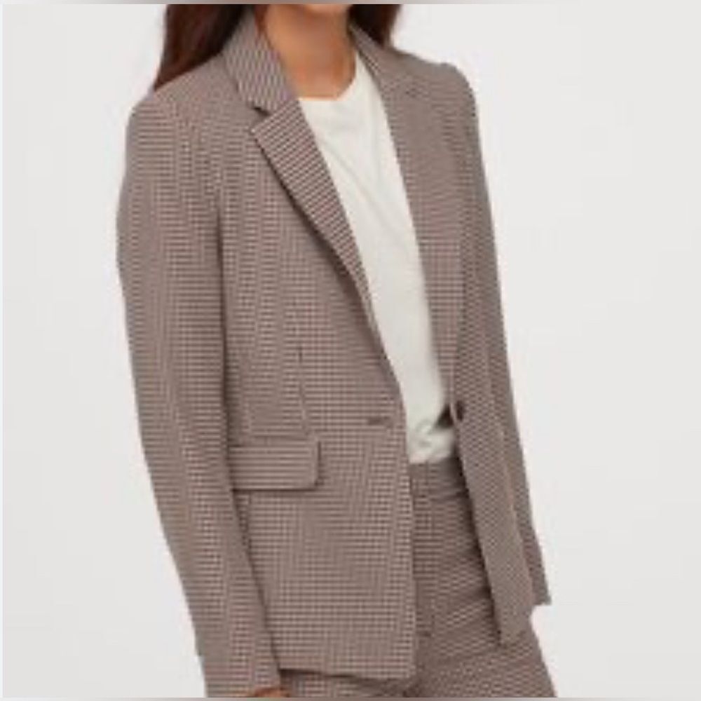 H&M Black & Cream Houndstooth Blazer(Size Medium)